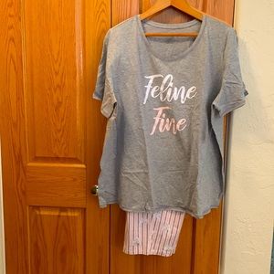 New Catherine’s Cat Shirt & Capris PJ Set